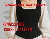 Renaissance corset pattern | Historical, medieval, fantasy costume| Mardi Gras Costume. Sizes S-XXL.
