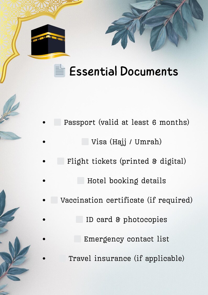 Umrah Checklist.pdf Hajj Umrah Checklist Planner Printable Islamic Travel Planner Muslim ...
