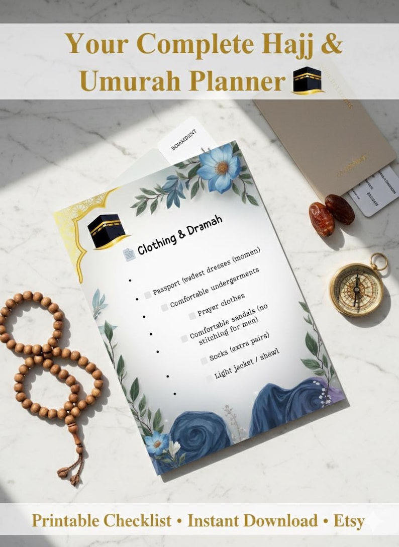 Hajj Umrah Checklist Planner Printable Islamic Travel Planner Muslim ...