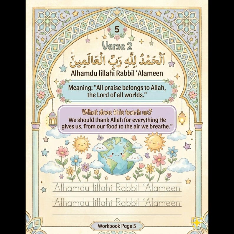 Surah Al-fatihah Workbook for Kids Printable Islamic Activity Book ...