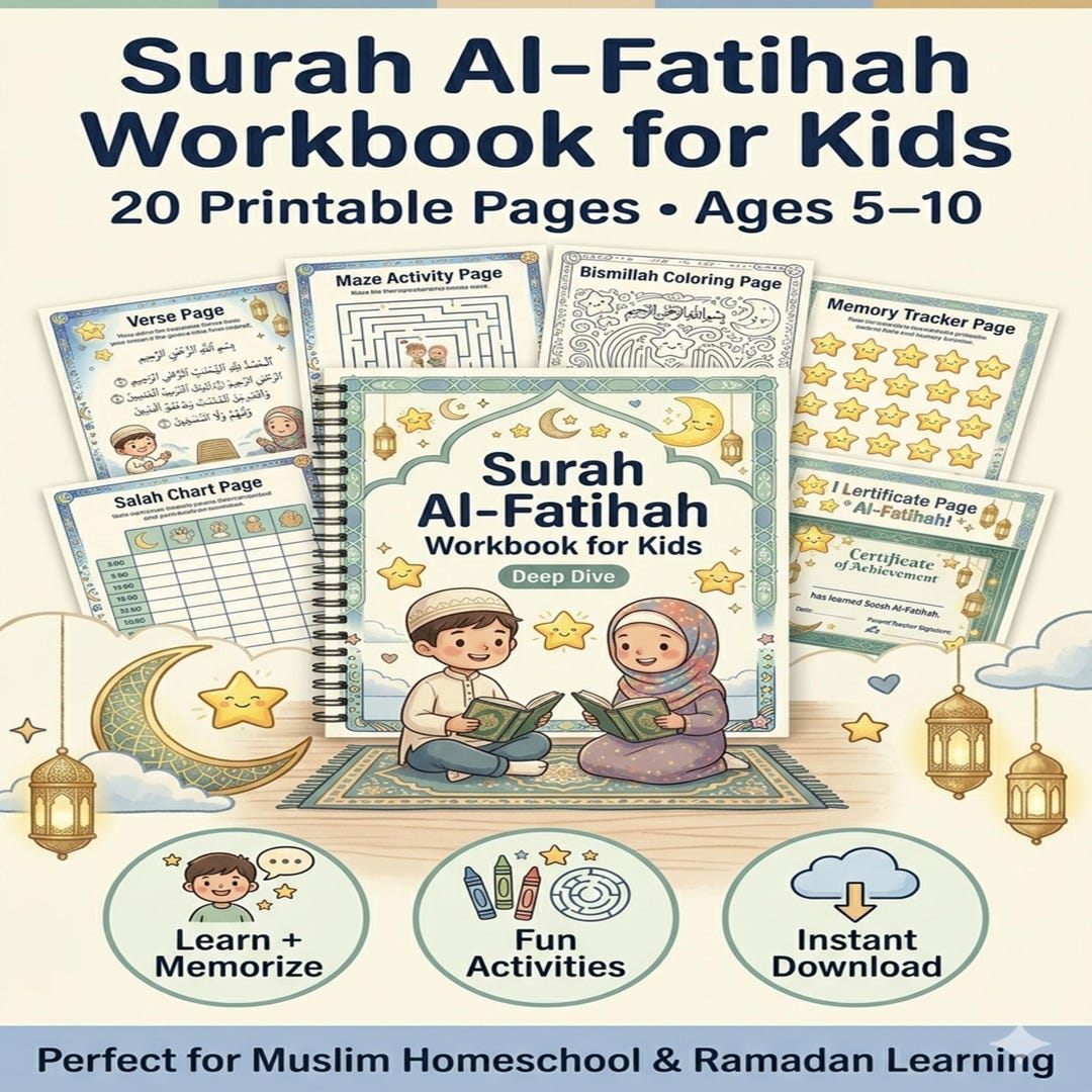 Surah Al-fatihah Workbook for Kids Printable Islamic Activity Book ...