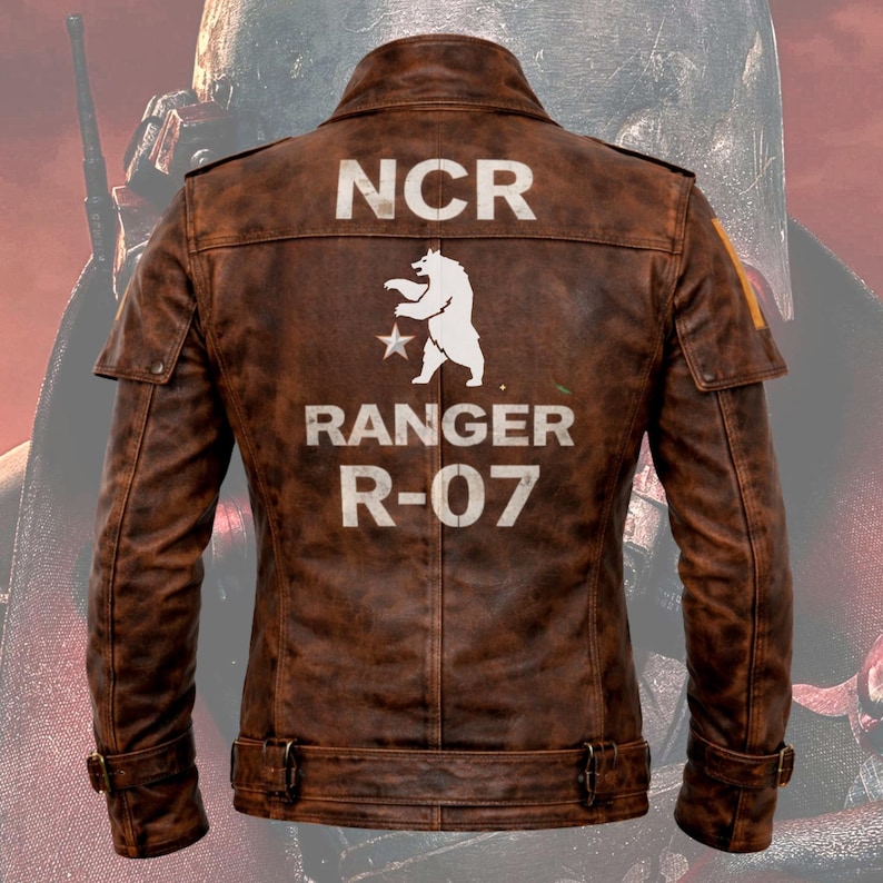 Fallout NCR Ranger Inspired Leather Jacket for Men | Post-apocalyptic ...