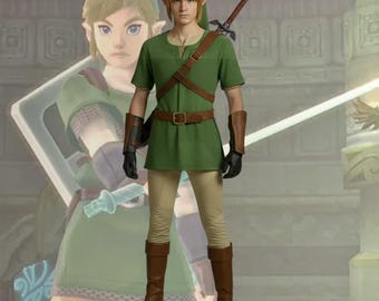 Cosplay de Link inspirado en la leyenda de Zelda / Traje de túnica de héroe verde / Disfraz de rol de fantasía