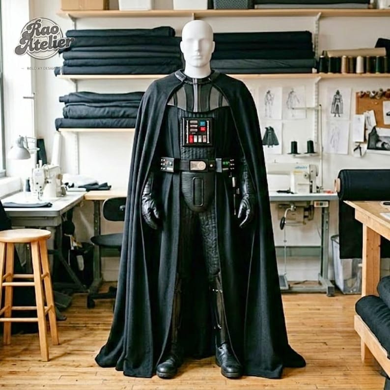 black sith lord outfit with cape and armor chest panel