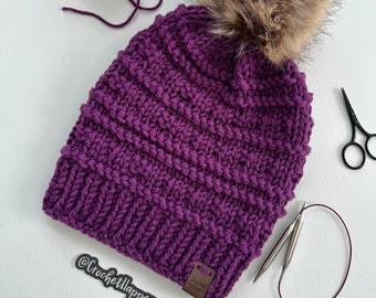 Bonnet d'hiver pour femme, bonnet en tricot épais