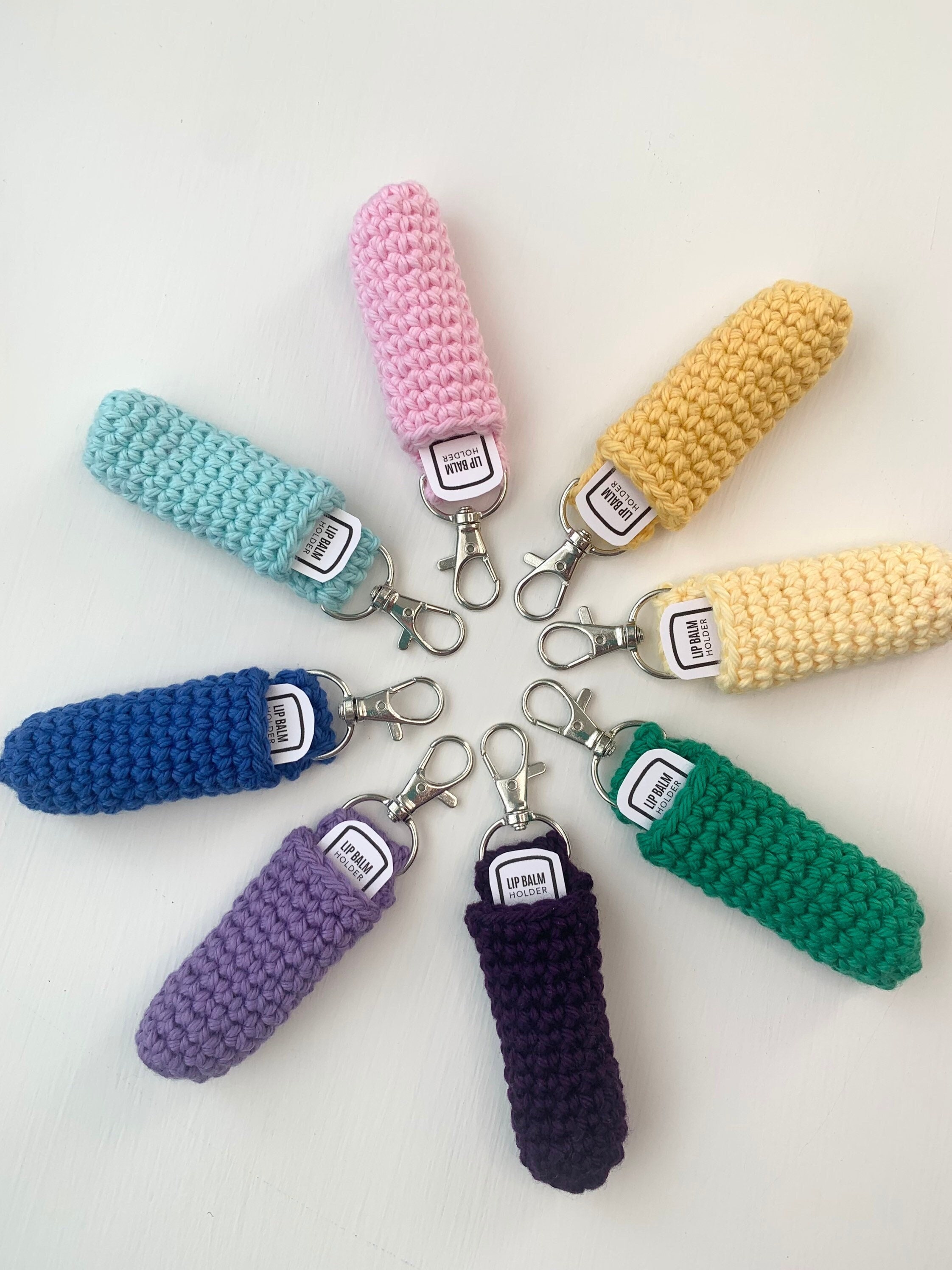 Lip Balm Holder Keychain, Crochet Chapstick Holder, Backpack Keychain, Handmade
