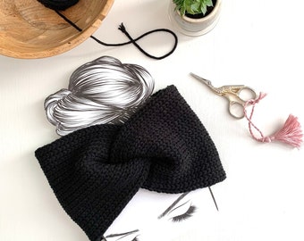 Double Layer Knit Ear Warmer, Winter Headband, Handmade Ear Warmer