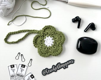 Porte-oreillettes fleur au crochet, étui pour écouteurs, petite pochette