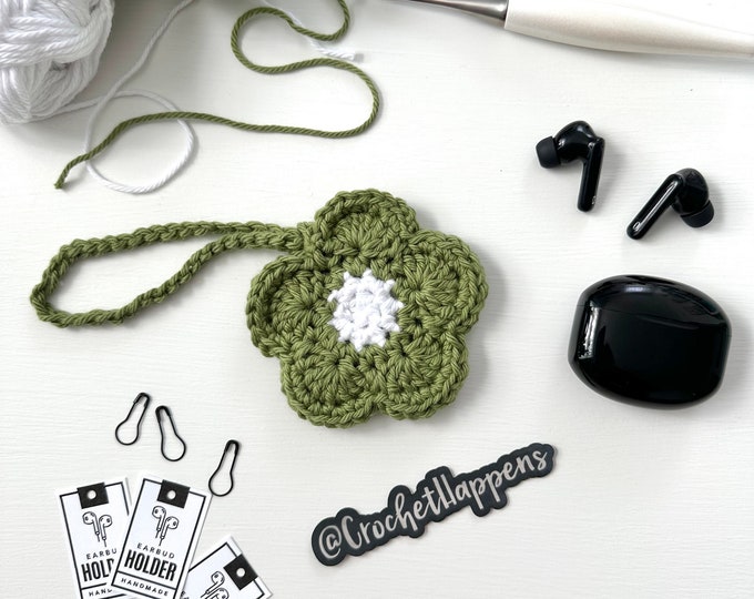 Crochet Flower Earbud Holder