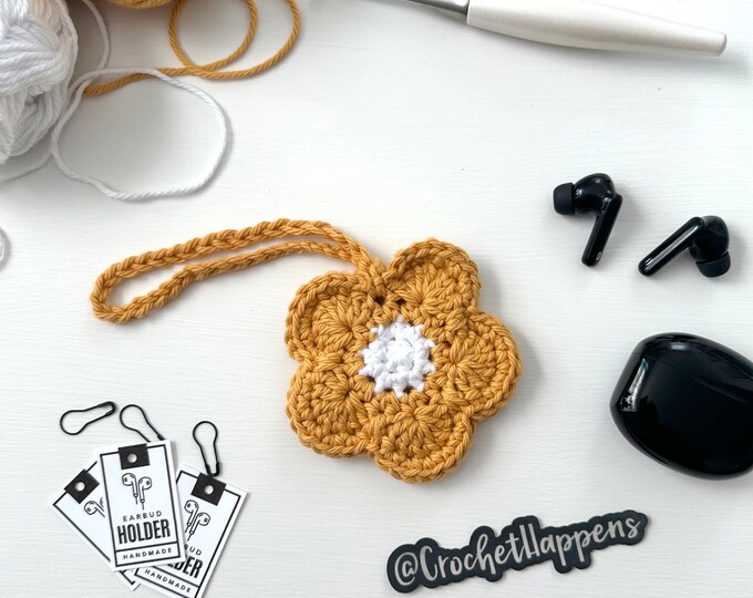 Crochet Flower Earbud Holder