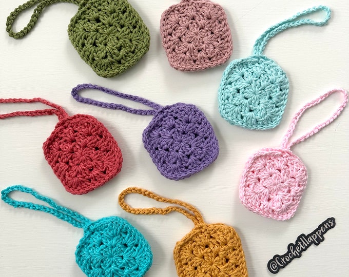 Crochet Earbud Holder: Handmade Cotton Small Pouch, Custom Color