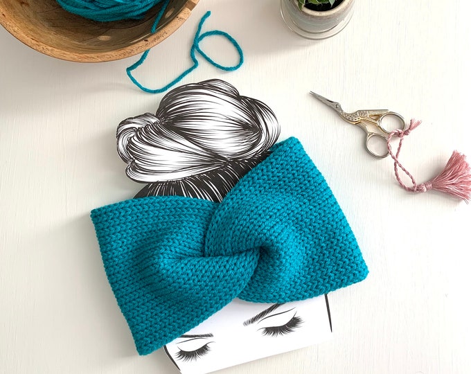 Double Layer Knit Ear Warmer, Winter Headband, Handmade Ear Warmer