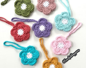 Pochette porte-oreillettes fleur au crochet fait main - Étui pour écouteurs floral