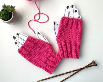 Custom Color Hand Knit Fingerless Gloves, Women’s Gloves