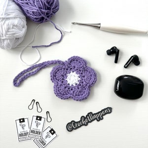 Crochet Flower Earbud Holder, Earbud Case, Small Pouch image 1