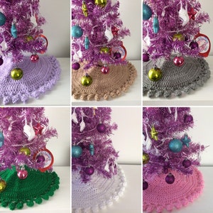Sofevaim Mini Lavender Christmas Tree Skirt, 24'' Miniature Small Purple  Christmas Decorations Tree Ornaments with Sequin Snowflakes for Slim Pencil