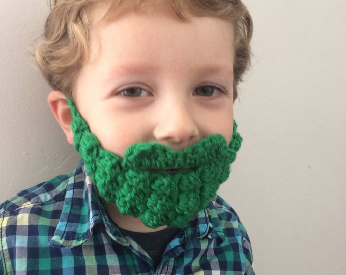 Green Bobble Beard All Sizes, Child Beard, Adult Beard, Crocheted Beard, Handmade, Gag Gift, White Elephant Gift, Stocking Stuffer