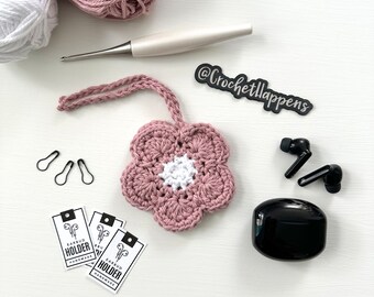 Porte-oreillettes fleur au crochet, étui pour écouteurs, petite pochette