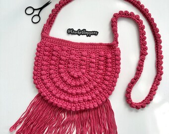 Crocheted Boho Crossbody Bag, Adult Crocheted Purse