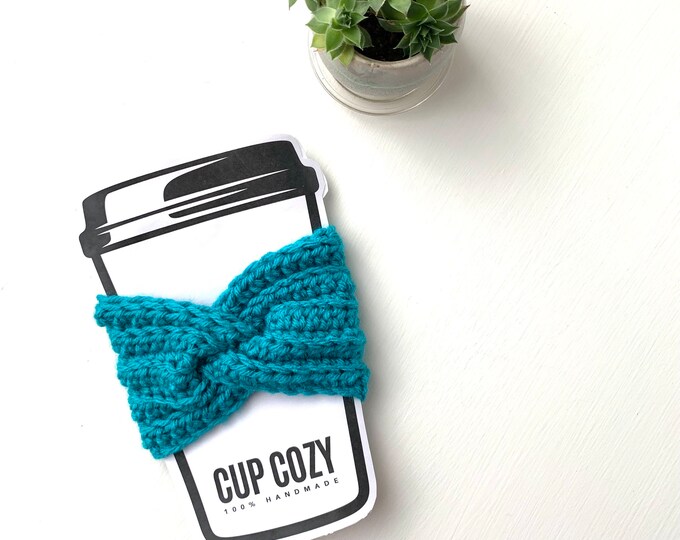 Twisted Coffee Cozy, Reusable To-Go Cup Cozy, Handmade Coffee Cozy, Hand Crocheted Coffee Cup Cozy