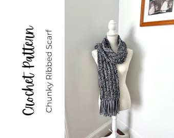 Crochet Pattern Chunky Ribbed Scarf