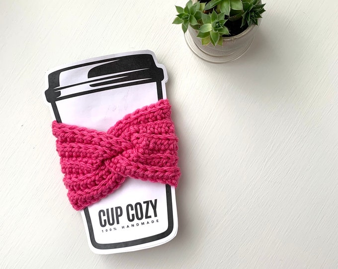 Twisted Coffee Cozy, Reusable To-Go Cup Cozy, Handmade Coffee Cozy, Hand Crocheted Coffee Cup Cozy