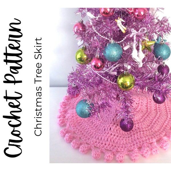 Bobble Table Top Christmas Tree Skirt PATTERN, Crochet Mini Tree Skirt, Christmas Pattern