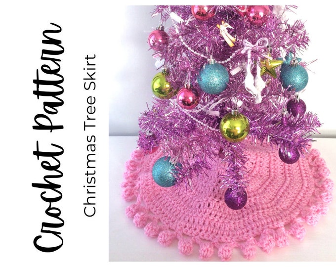 Bobble Table Top Christmas Tree Skirt PATTERN, Crochet Mini Tree Skirt, Christmas Pattern