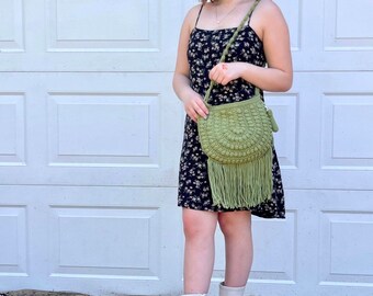 Custom Color Crocheted Boho Crossbody Bag, Adult Crocheted Purse