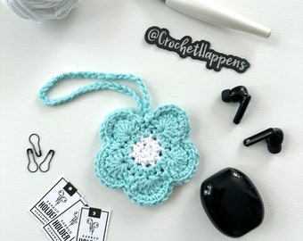 Crochet Flower Earbud Holder, Earbud Case, Small Pouch