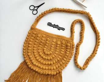 Crocheted Boho Crossbody Bag, Adult Crocheted Purse