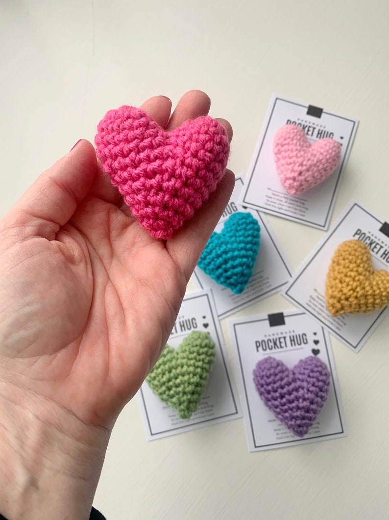 Pocket Hug, Crocheted Heart, Small Gift image 2