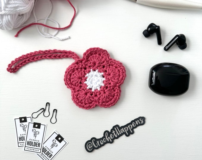 Crochet Flower Earbud Holder