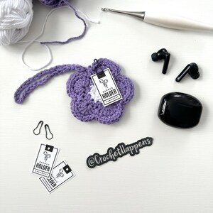 Crochet Flower Earbud Holder, Earbud Case, Small Pouch image 4