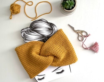 Double Layer Knit Ear Warmer, Winter Headband, Handmade Ear Warmer