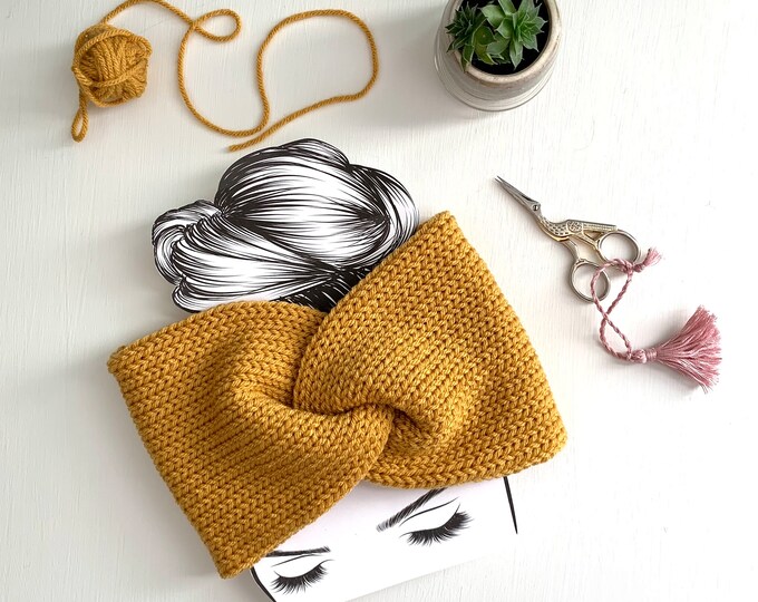Double Layer Knit Ear Warmer, Winter Headband, Handmade Ear Warmer