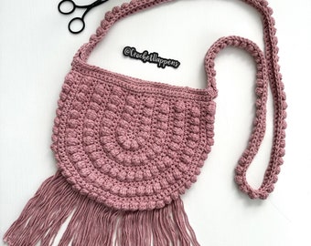 Crocheted Boho Crossbody Bag, Adult Crocheted Purse