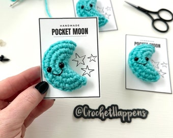 Pocket Moon, Crocheted Moon, Small Gift