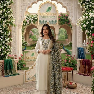 Conjunto de Kurti, pantalón y dupatta de nuevos diseñadores