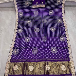 Gaji Silk Original Bandhani With Gota Pati  Work Saree*