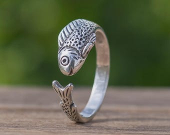 Handcrafted Brass Fish Ring, Vintage Boho Minimalist Jewelry