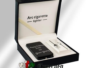 Personalised Arc Lighter Matt Black: Engraved Steel Windproof USB Rechargeable