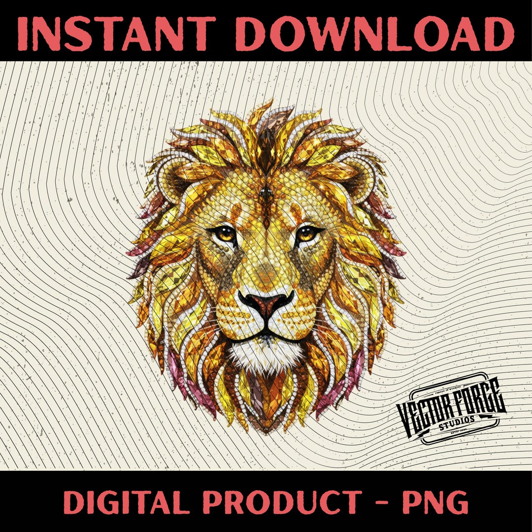 Faux Rhinestone Lion PNG, Digital Download Clipart, Graphic Design, Art ...