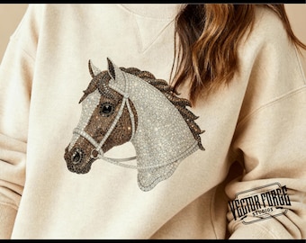Faux Rhinestone Horse PNG, Digital Design for T-Shirts, Sublimation Art, Western Glam, Country Style