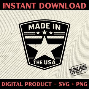 Tillverkad i USA-patch SVG | Patriotisk stjärndesign (digital nedladdning)