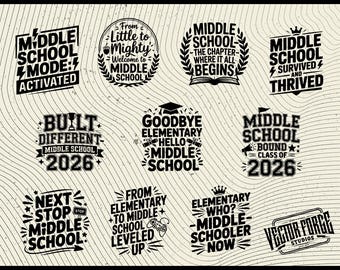 Middle School SVG Bundle, Class of 2026 Graduation Design (SVG, PNG)