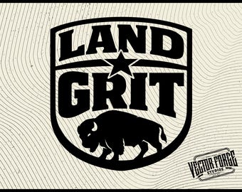 Bison SVG Patch - Land & Grit Badge Design, CNC Laser Ready (Digital Download