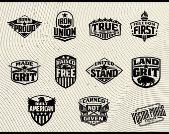 Patriotic American SVG Bundle | 10 Hat Patch Designs (Digital Download)