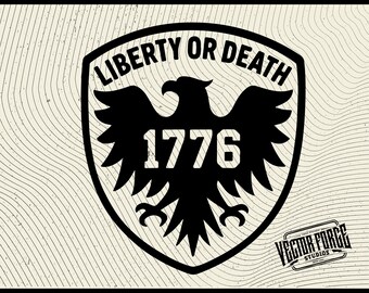 Liberty or Death 1776 Hat Patch SVG | Patriotic Eagle Laser Engraving File for Xtool Glowforge Cricut | USA Vector Cut File