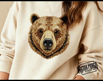 Faux Rhinestone Bear PNG, Sparkly Digital Design for Tumbler Wrap, Christmas Sublimation Art